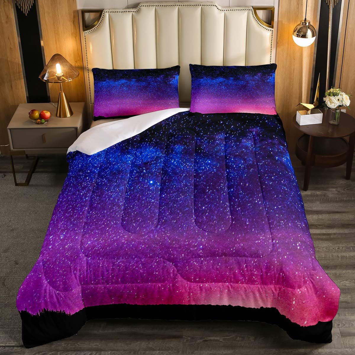 Galaxy Comforter Set - Queen Size 3Pcs Starry Sky Bedding for Kids, Boys, Girls & Adults | Soft Luxurious All-Season Quilted Duvet Cover | Perfect for Space-Themed Bedrooms, Teen Rooms & Cozy Nights