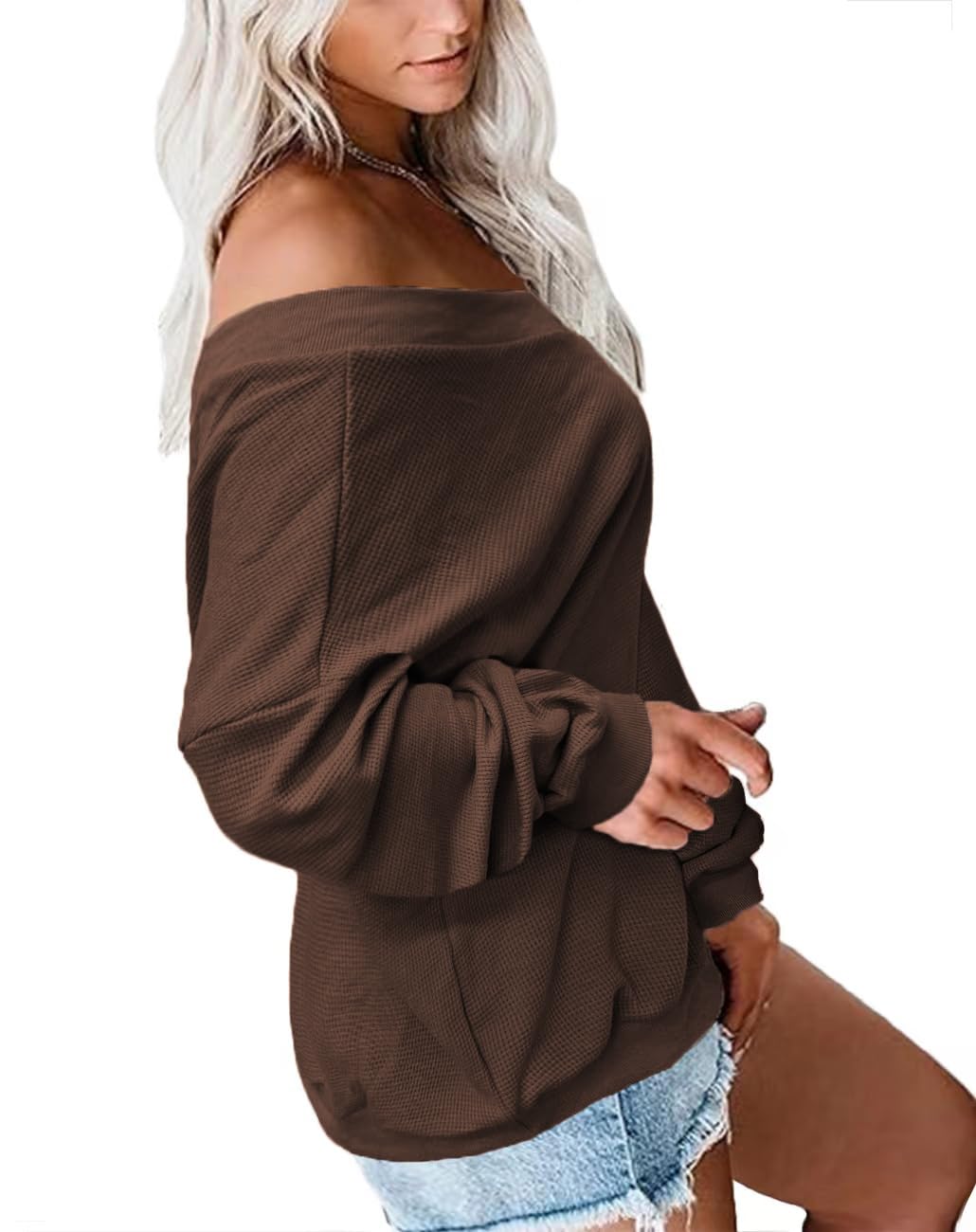 Plus Size Women's Long Sleeve Waffle Knit V-Neck Pullover Sweater Tops 1X-5X - Cozy Fall & Winter Layering for Casual Outfits & Office Wear