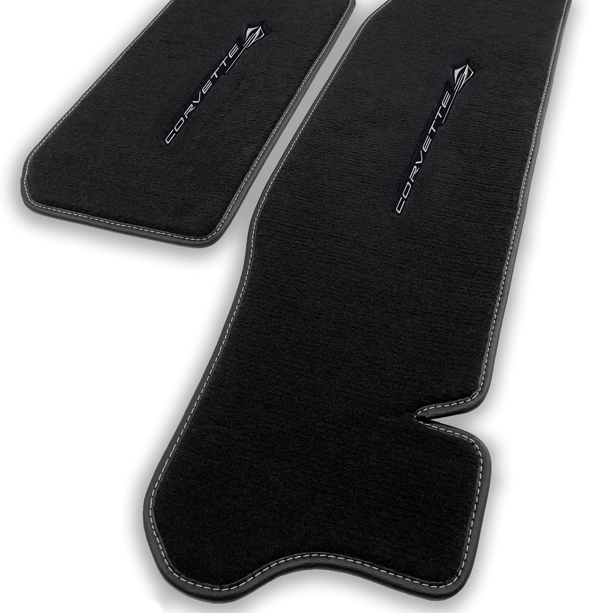 Premium Custom-Fit Carpeted Floor Mats for 2020+ Corvette C8 Stingray Coupe - Luxury Car Floor Liners with Frunk & Trunk Mats (Charcoal, Combo Logo) | Perfect for Daily Driving & Car Shows