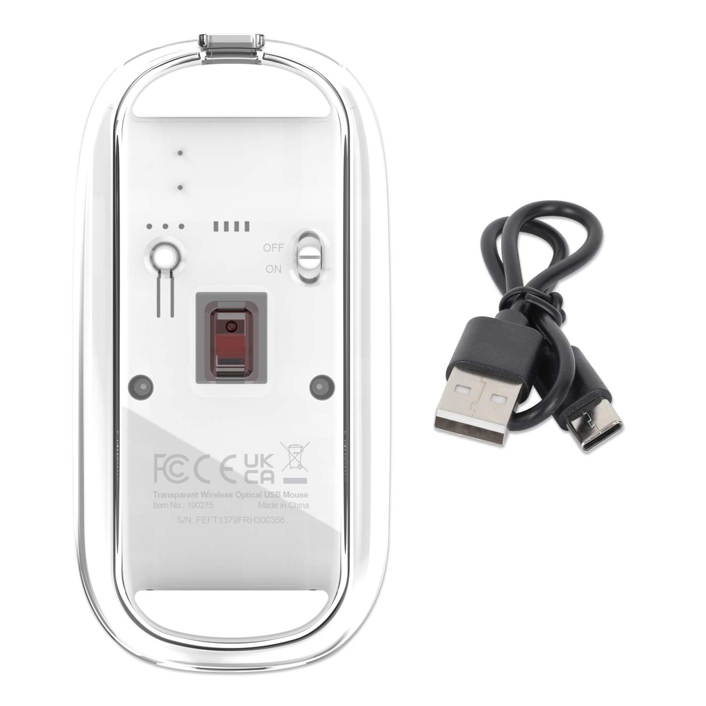 Transparent Rechargeable Wireless USB Mouse - Ergonomic Silent Computer Mouse for Laptop, PC, Mac - Perfect for Office, Gaming & Home Use