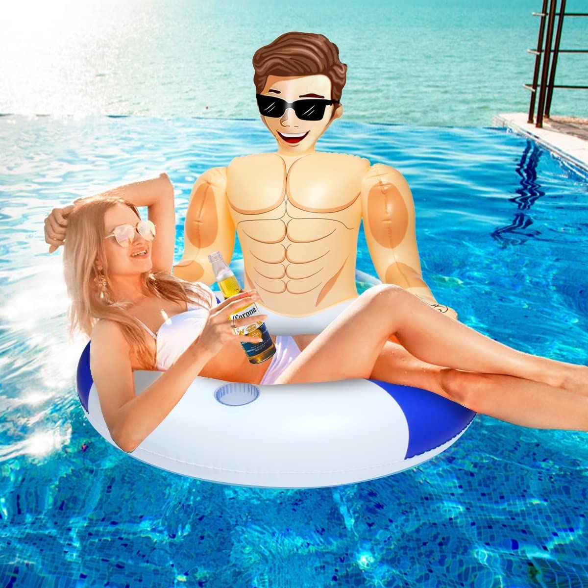 **Premium Silph PLC Pool Float - Inflatable Swim Ring with Cup Holder for Adults & Kids - Perfect for Pool Parties, Relaxation & Lifeguard Fun**    *(Use for summer pool parties, beach vacations, backyard relaxation, or lifeguard-themed events!)*