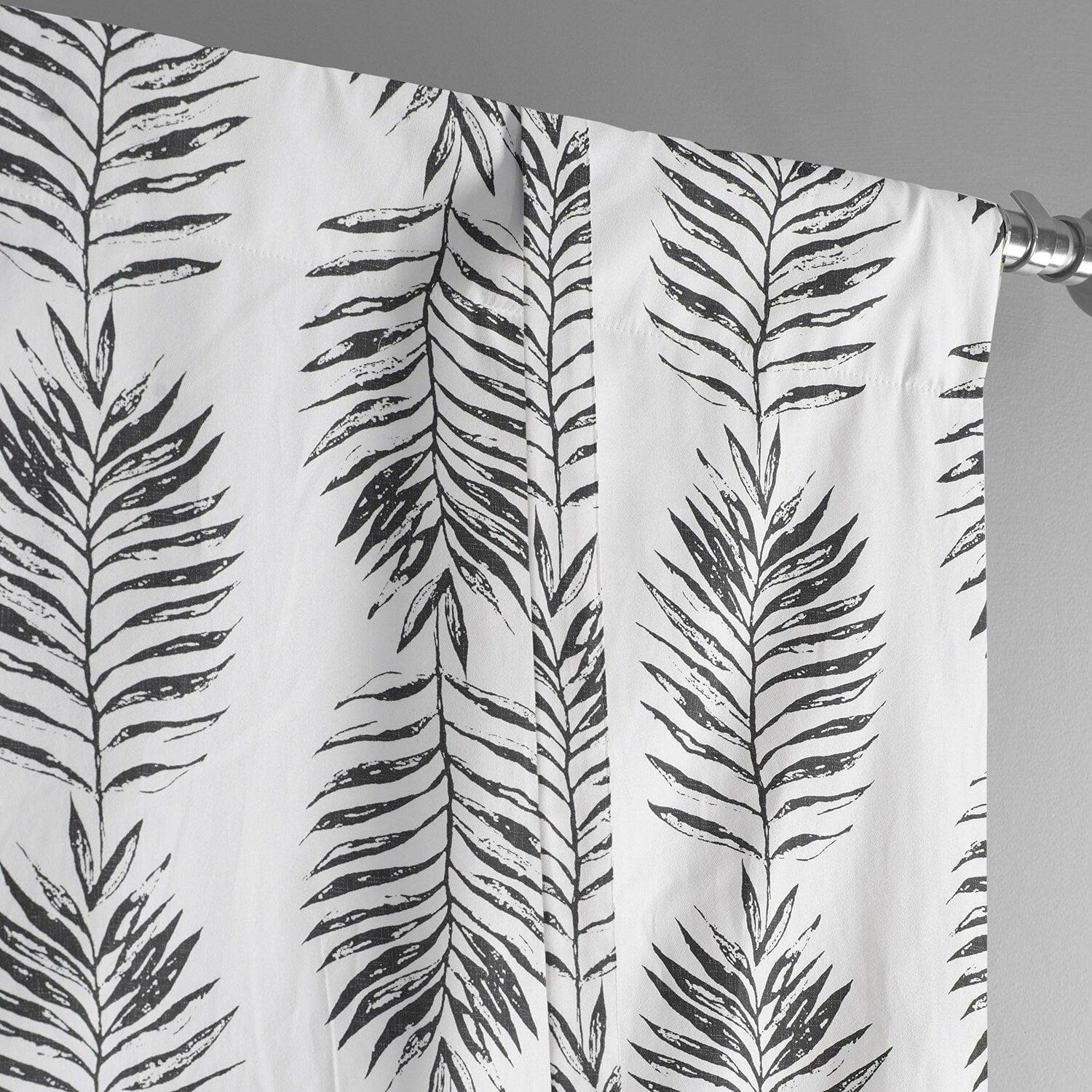 Sago Black Ink Floral Printed Cotton Room Darkening Tie Up Window Shade - Elegant Black Floral Curtain for Bedroom & Living Room, Light Blocking Window Treatment for Home Decor