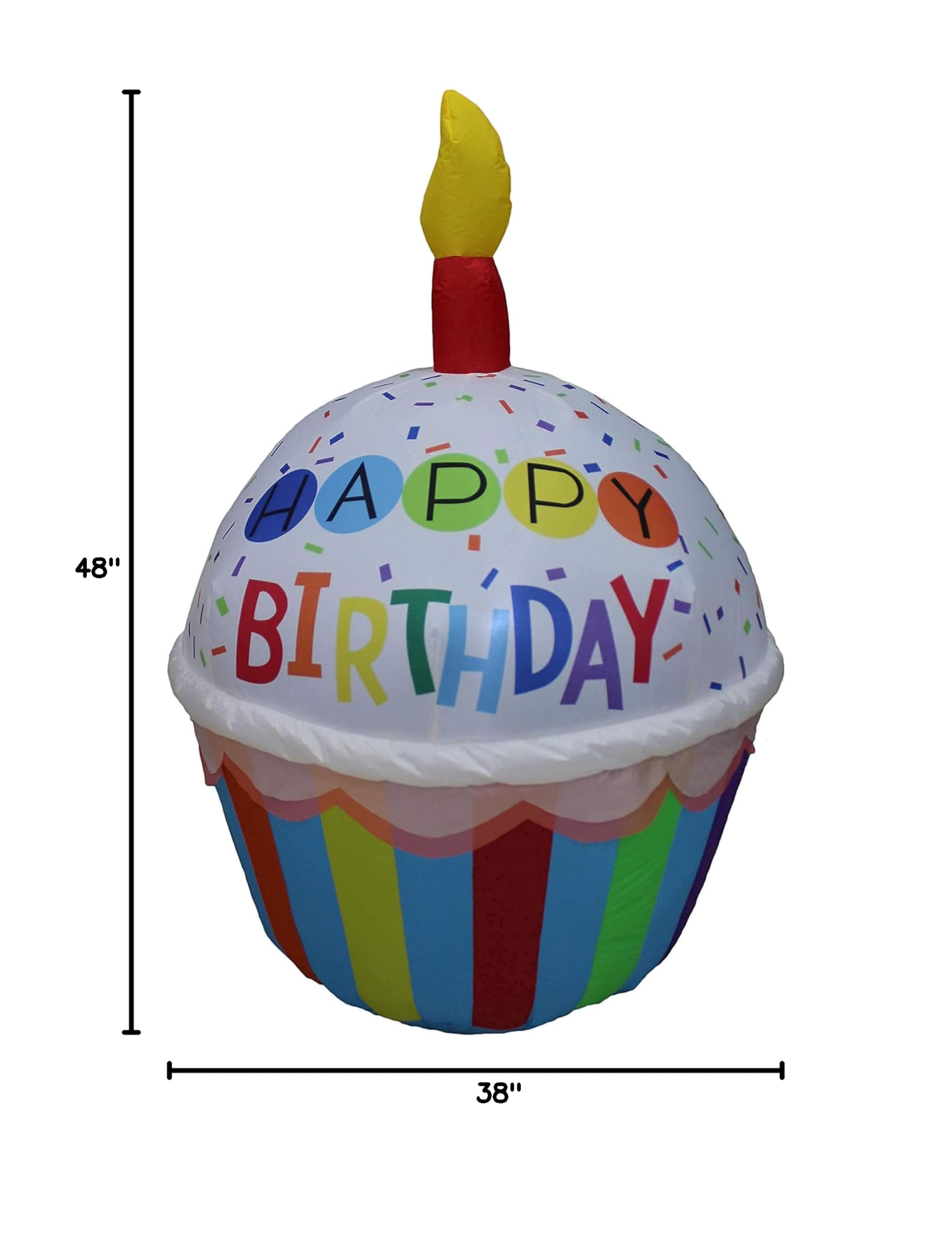 3-Piece Happy Birthday Inflatable Cupcakes Decorations Set - 4ft Tall Light-Up Party Blowups for Indoor & Outdoor Celebrations | Perfect for Birthday Parties, Backyard Events, and Festive Home Decor