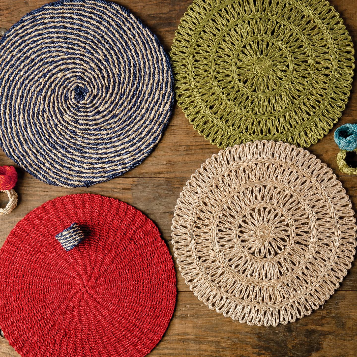 C&F Home Baja Lime Green Abaca Natural Woven Charger Placemat - Eco-Friendly Table Decor for Dining Room, Kitchen, or Outdoor Entertaining