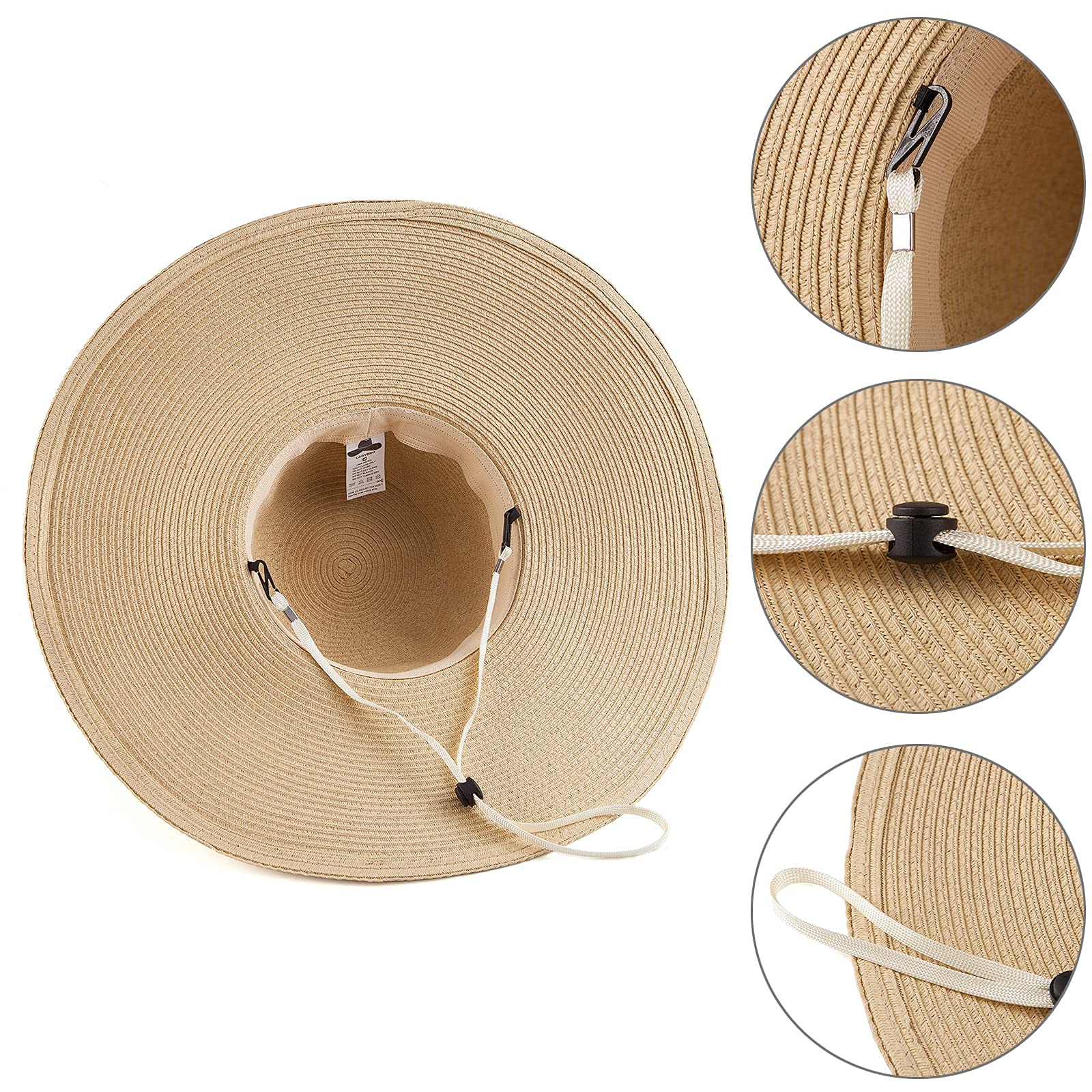 Women's UPF50+ Wide Brim Floppy Straw Sun Hat - Packable Roll Up Beach Hat with Chin Strap (Pack of 3) - Perfect for Beach Vacations, Poolside Lounging & Outdoor Summer Activities