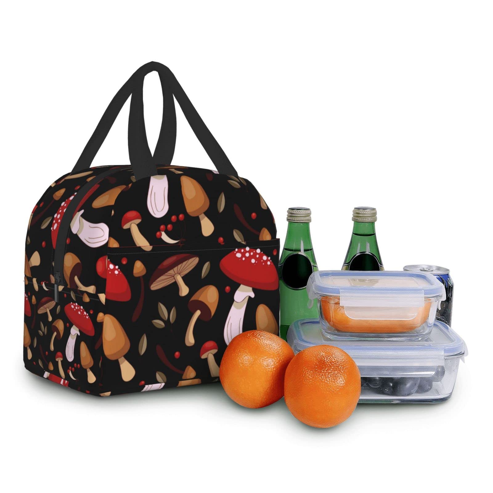 Insulated Lunch Bag with Cute Mushroom Print - Reusable & Leak-Proof Meal Container for Work, School, Travel & Picnic | Portable Tote for Men & Women | BPA-Free Food Storage