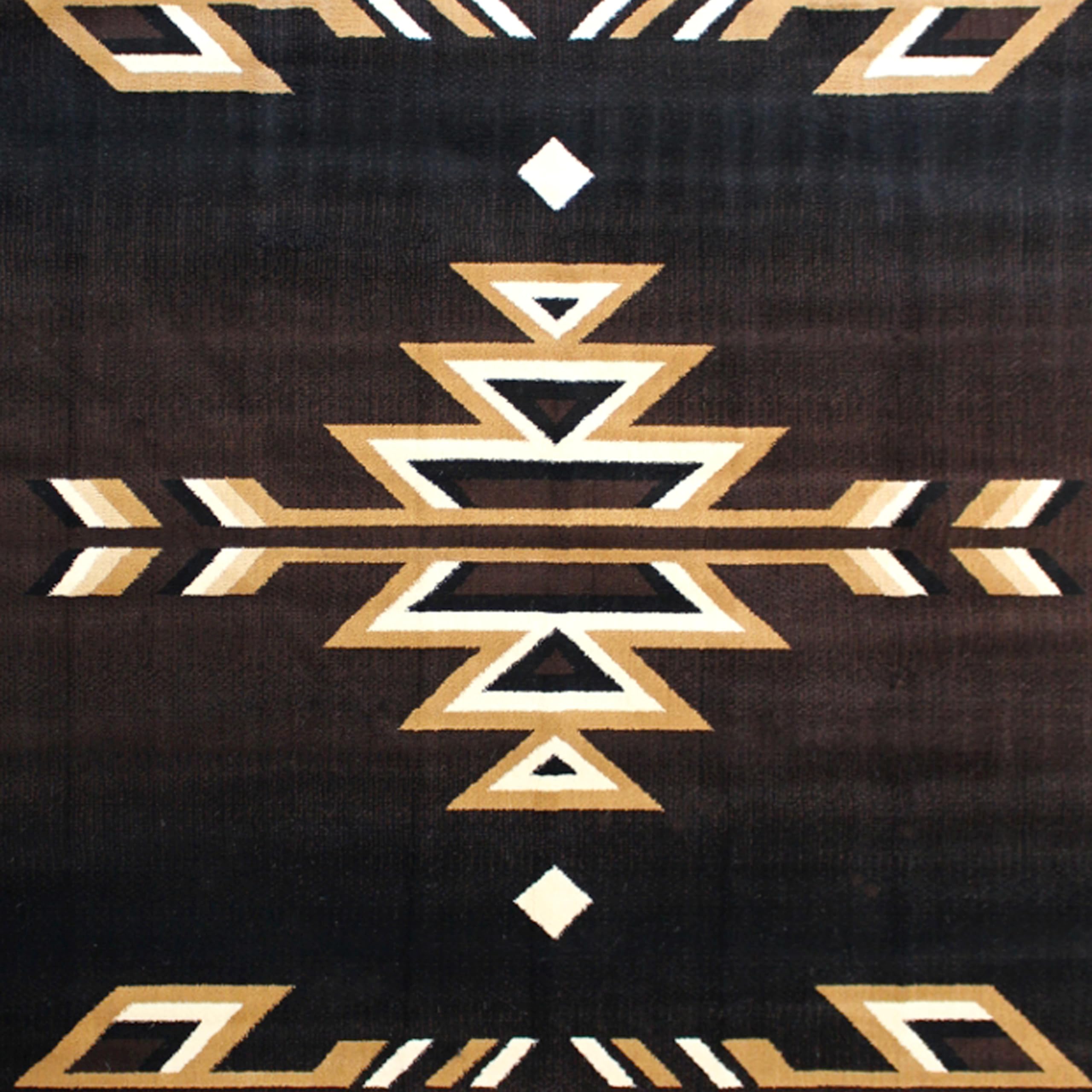 EMMA + OLIVER Southwestern Geometric Arrow Accent Rug - 4'x5' Brown Olefin Area Rug with Jute Backing | Stain & Moisture Resistant, Non-Shedding | Perfect for Living Room, Bedroom, or Entryway Decor
