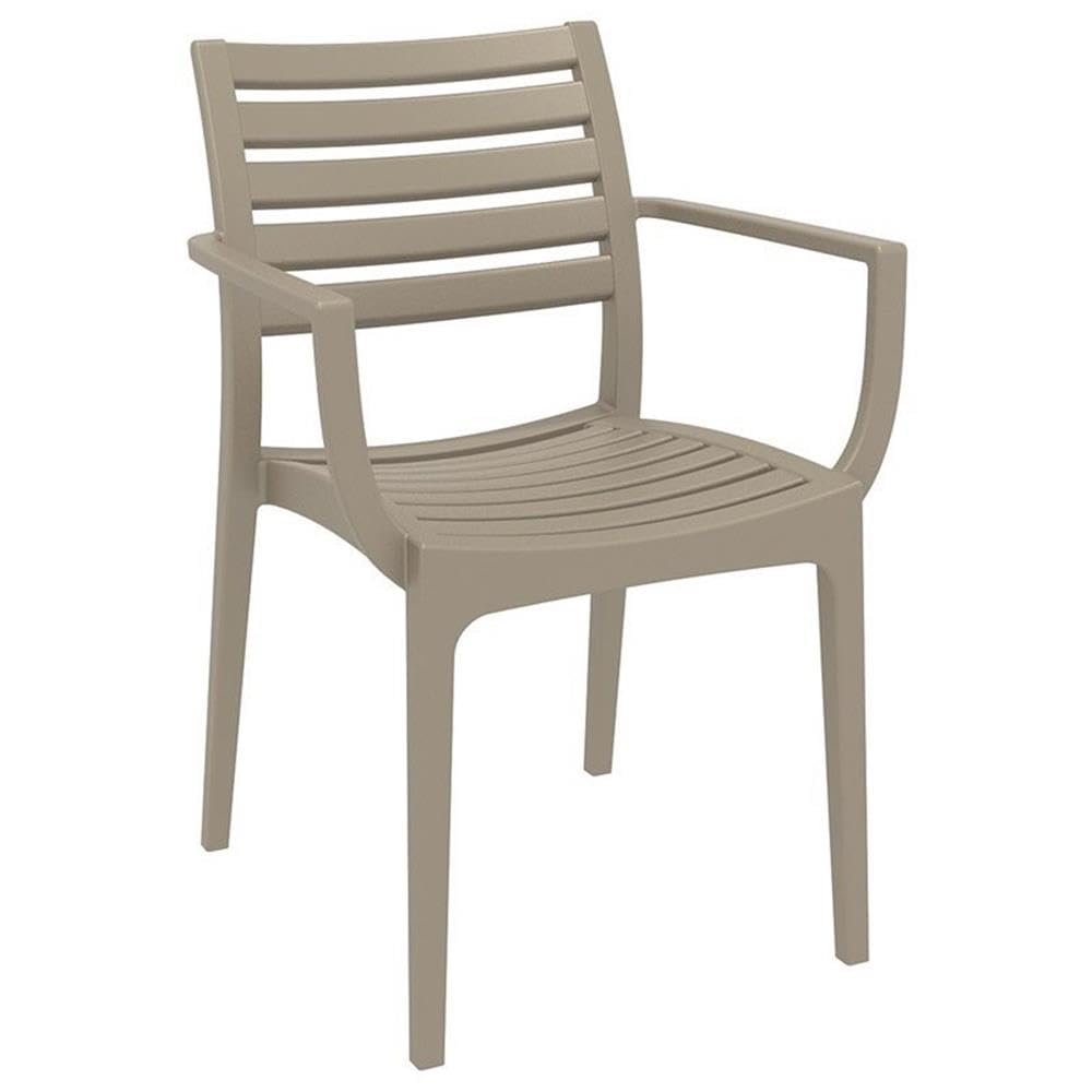 Artemis Outdoor Dining Arm Chairs in Dove Gray - Set of 2 Patio Furniture for Garden, Deck, and Poolside Relaxation