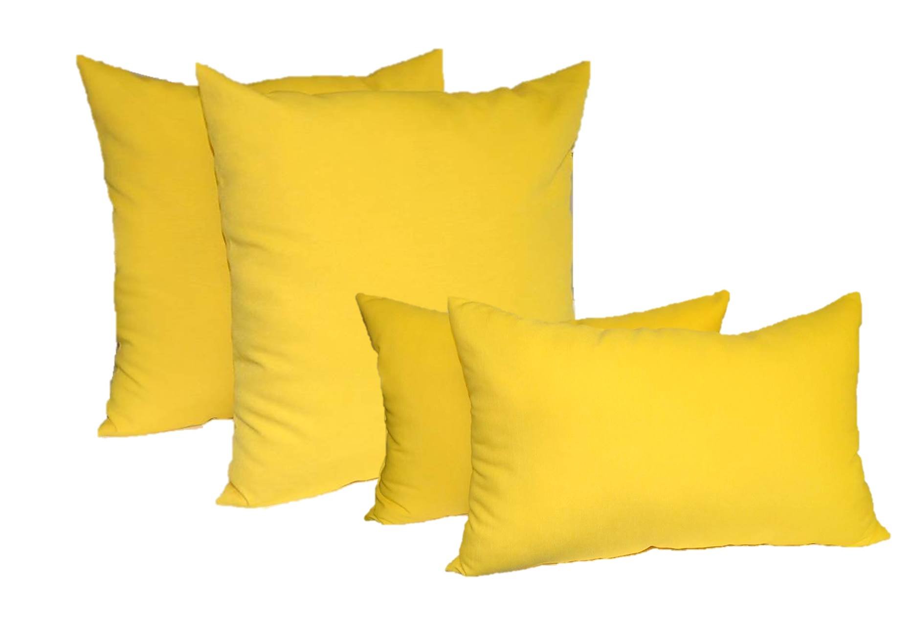 4-Piece Indoor Outdoor Decorative Pillow Set - 2 Yellow Square Throw Pillows (17x17 Inches) & 2 Yellow Lumbar Pillows (20x12 Inches) - Perfect for Sofa, Bed, Patio & Outdoor Furniture Decor
