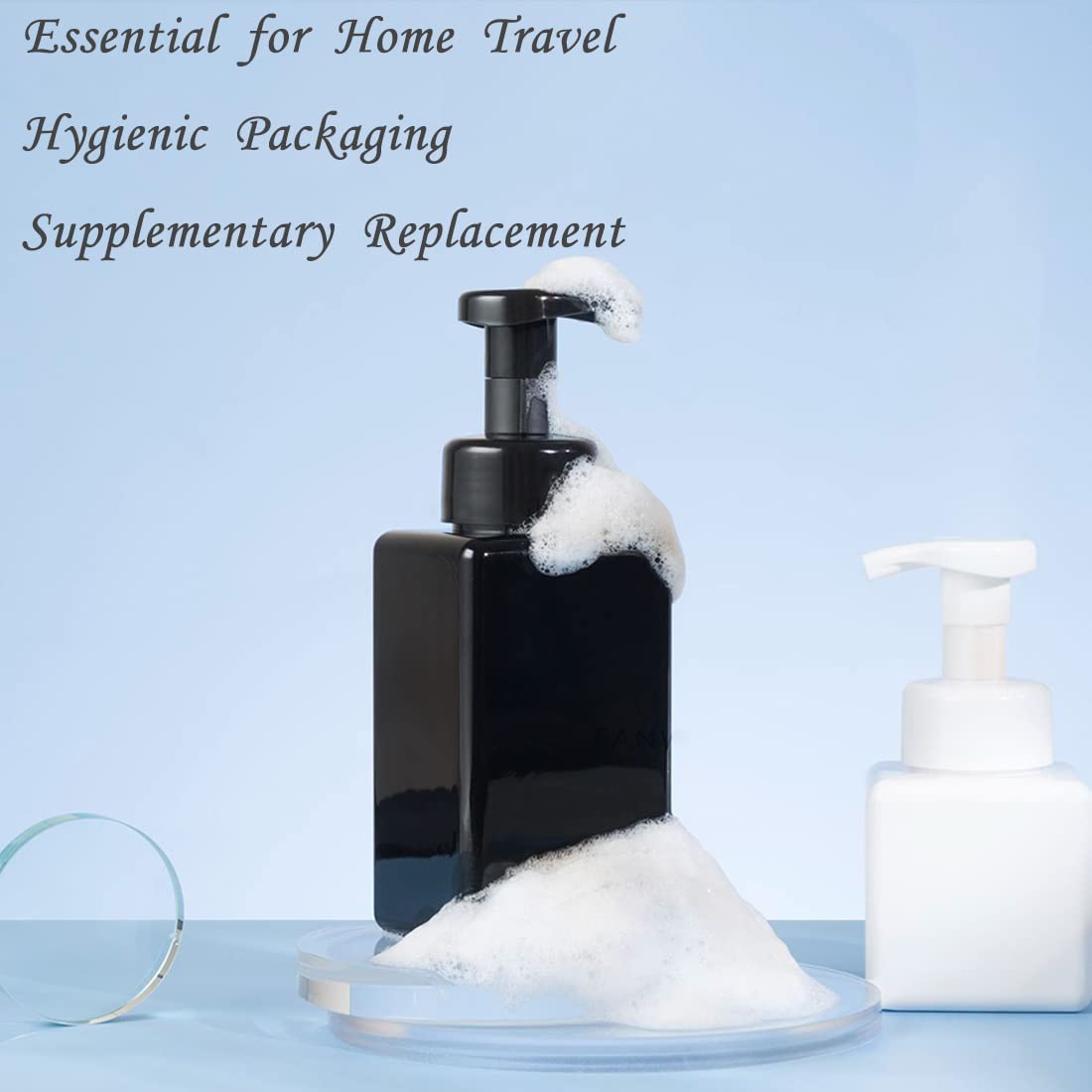 Refillable Foaming Soap Dispenser 16oz (450ml) - Modern Square Pump Bottle for Shampoo, Body Wash & Liquid Soap | PETG Plastic Empty Soap Dispenser for Kitchen, Bathroom & Hospital Use | 2-Pack Brown | Perfect for Home, Office and Commercial Spaces