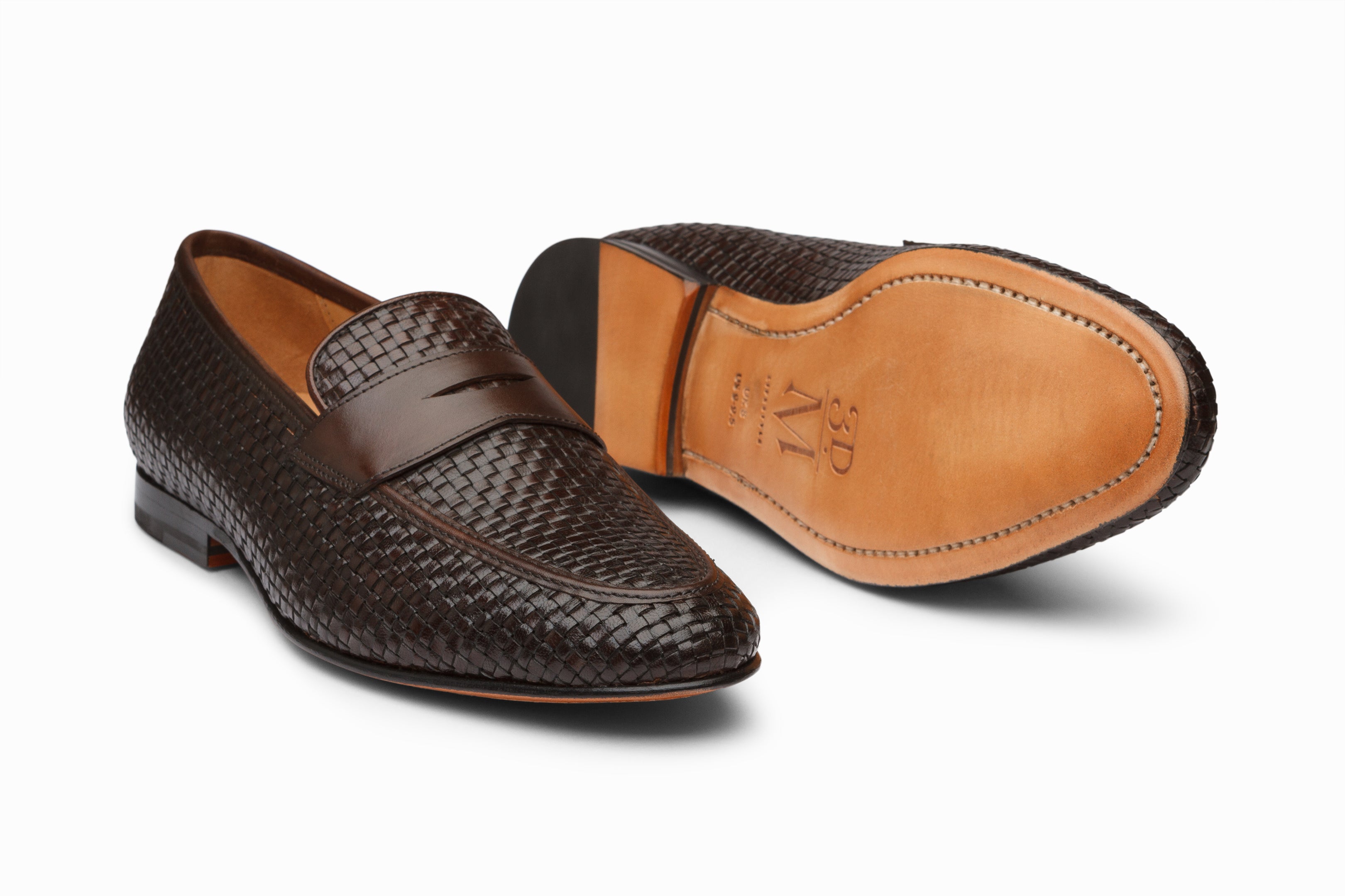 Premium Penny Loafers for Men - Woven Dark Brown Leather Slip-On Shoes | Comfortable & Stylish for Business, Casual & Office Wear