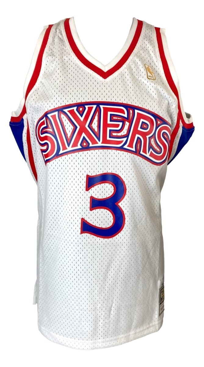 Authentic Allen Iverson Signed Philadelphia 76ers 1996-97 White Mitchell & Ness Hardwood Classics Swingman Jersey - Perfect for NBA Memorabilia Collectors, Sports Fans & Home Decor