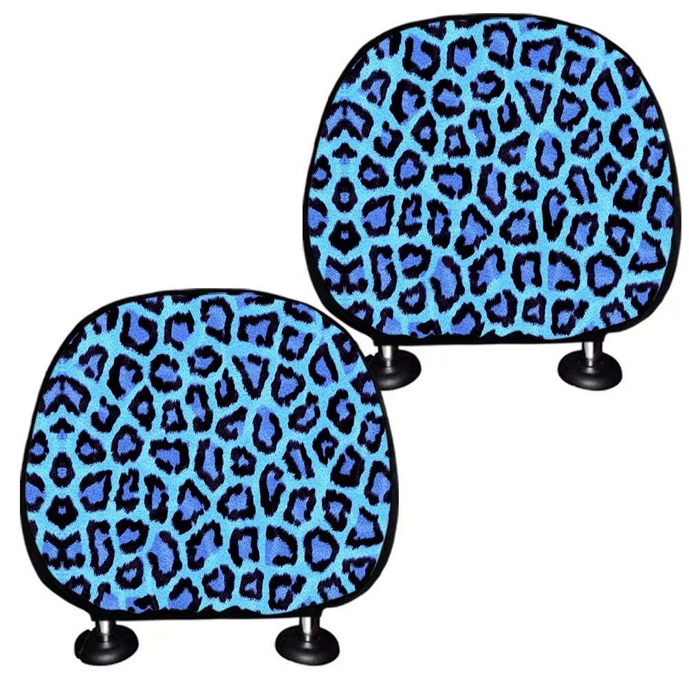 Deeprinter Leopard Print Car Headrest Covers - Set of 2, Universal Fit for All Cars, Soft Protective Fabric Seat Protectors - Perfect for Road Trips, Commuting & Interior Decoration