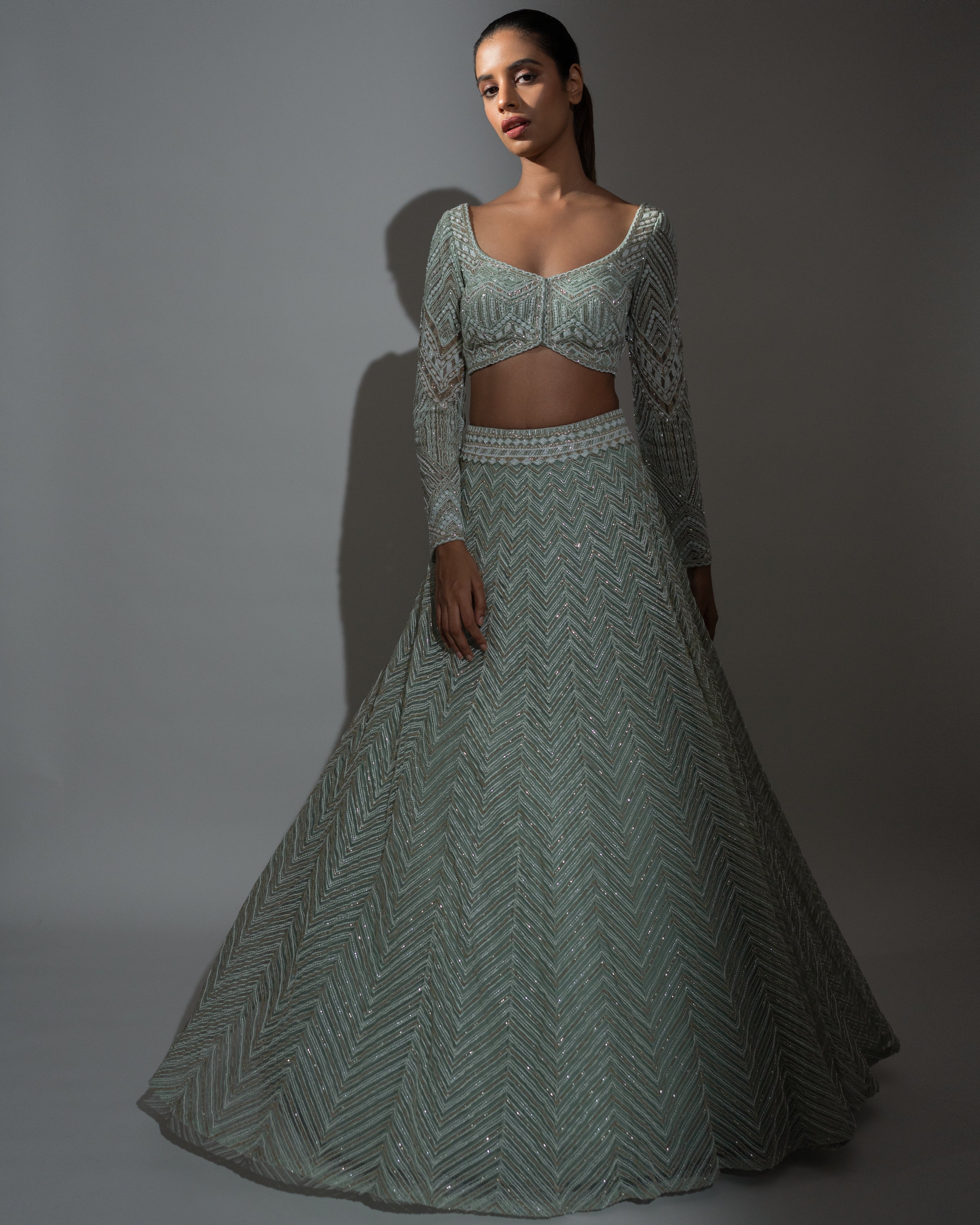 Aqua Vera Lehenga Set for Women - Elegant Indian Traditional Dress with Embroidery for Weddings, Festivals & Special Occasions