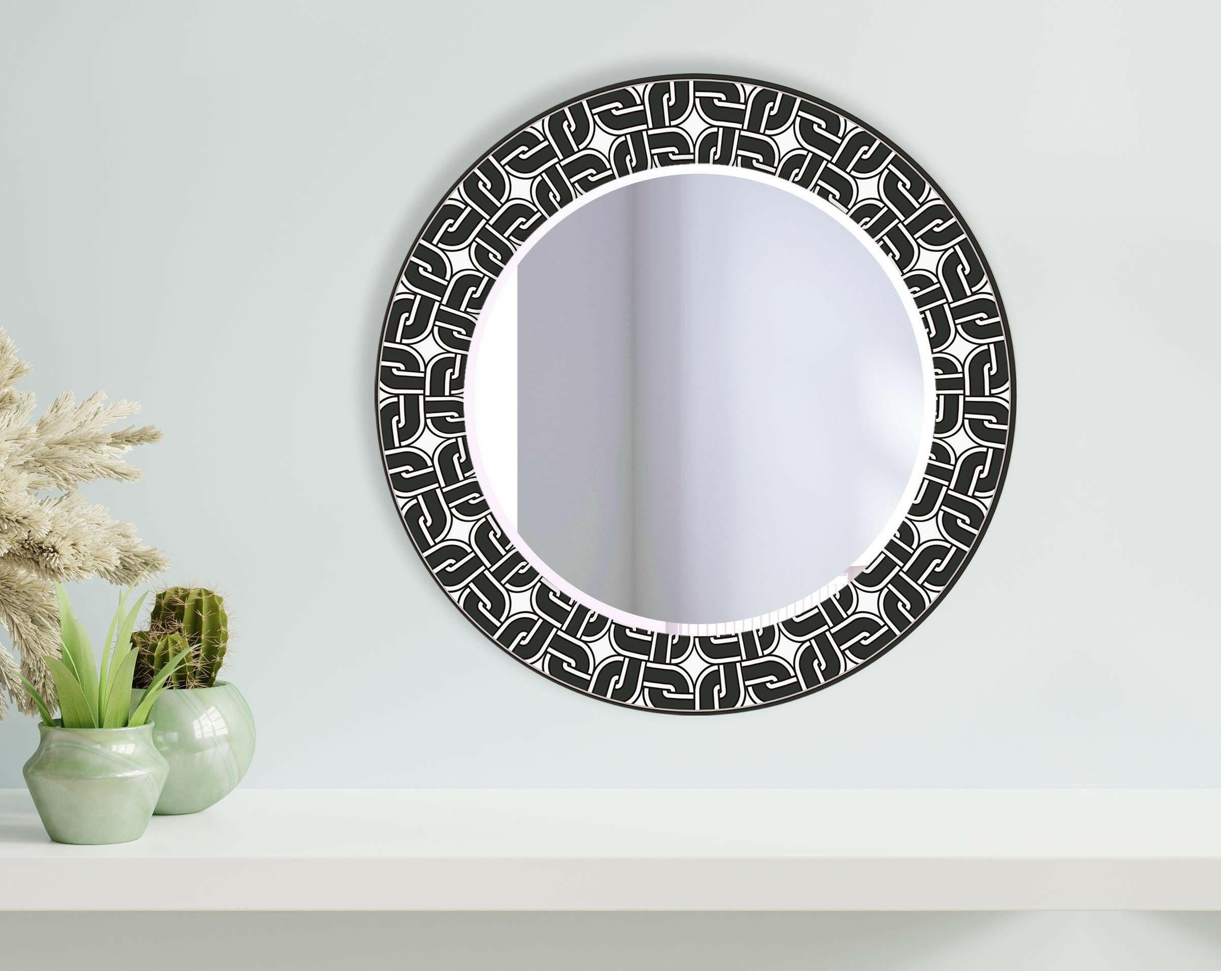 Stylish Black Round Wall Mirror - Decorative Home Decor for Living Room, Bedroom & Bathroom - Perfect for Vanity, Entryway & Modern Interior Design