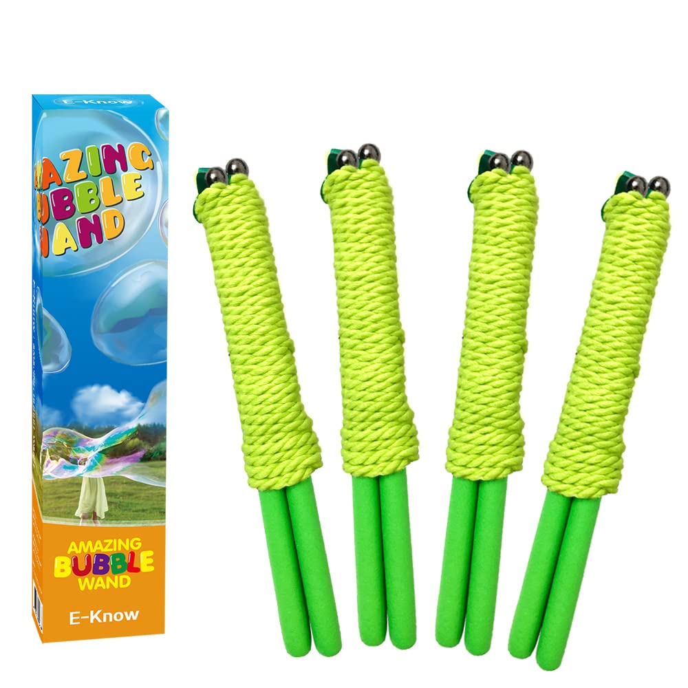4 Pack Giant Bubble Wand Set for Kids - Telescopic Stainless Steel Bubble Blower with Durable Design - Perfect for Outdoor Play, Birthday Parties & Backyard Fun - Works Best with Bubbleventi Bubble Mix
