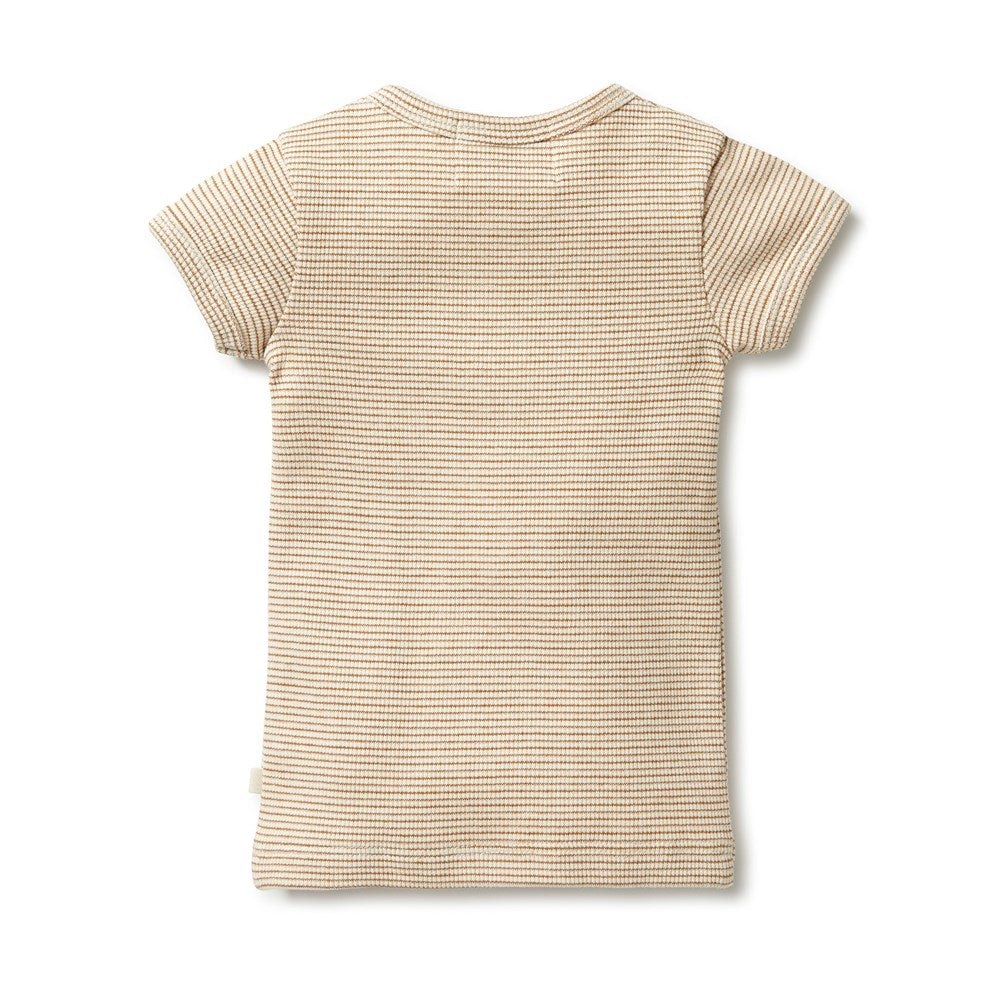 Organic Cotton Striped Rib Henley T-Shirt for Men - Casual & Comfortable Everyday Wear - Perfect for Work, Outings, and Relaxing at Home