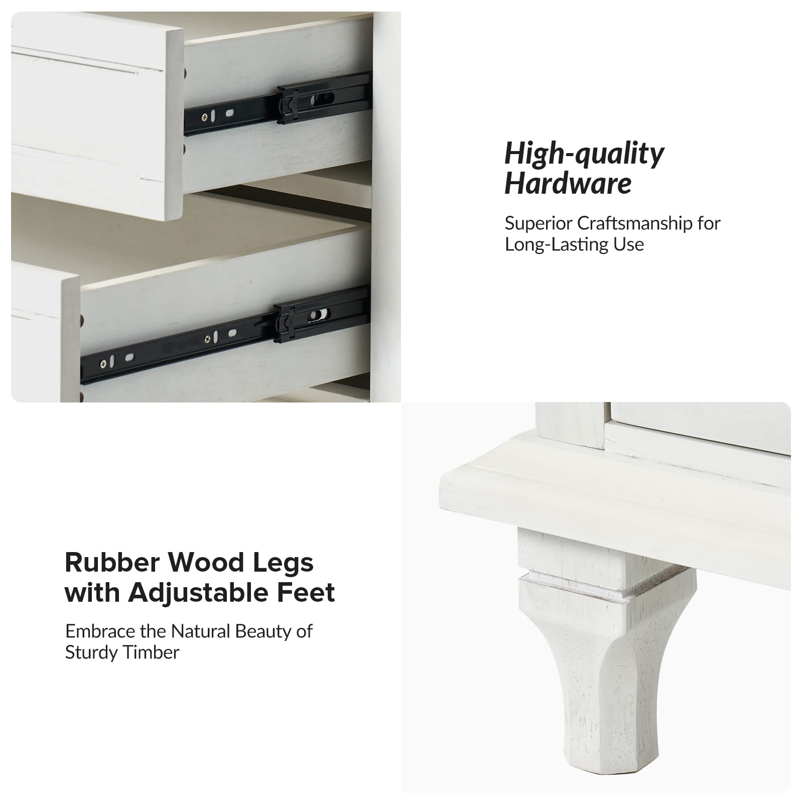 Galatea 3-Drawer Nightstand with USB Charging Ports & Power Outlets - Modern Bedside Table with Storage for Bedroom, Living Room or Office