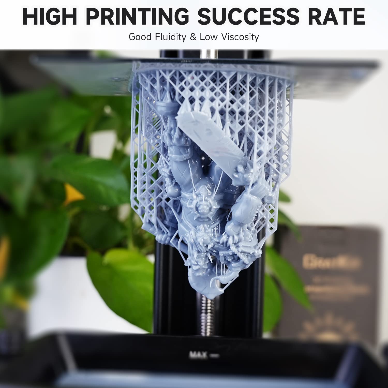 High Precision 8K Rigid 3D Printer Resin - 405nm UV-Curing Photopolymer Resin with Low Odor (5000g, Gray) - Ideal for Miniatures, Jewelry, Dental Models & Engineering Prototypes