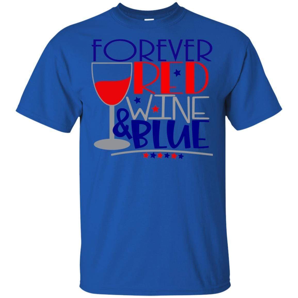 WineyBitches.Co Forever Red Wine and Blue Ultra Soft Cotton T-Shirt | Patriotic American Flag Design | Perfect for 4th of July, BBQ Parties & Casual Wear