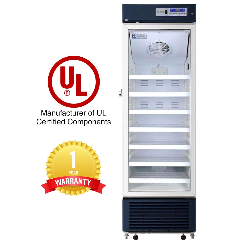 14 CF 2-8°C Upright Laboratory Freezer - Medical Grade Vaccine Refrigerator with Lockable Glass Door | UL Certified, 110V for Pharmacy, Clinic & Lab Use | Ideal for Sample Storage, Drug Preservation & Vaccine Safety