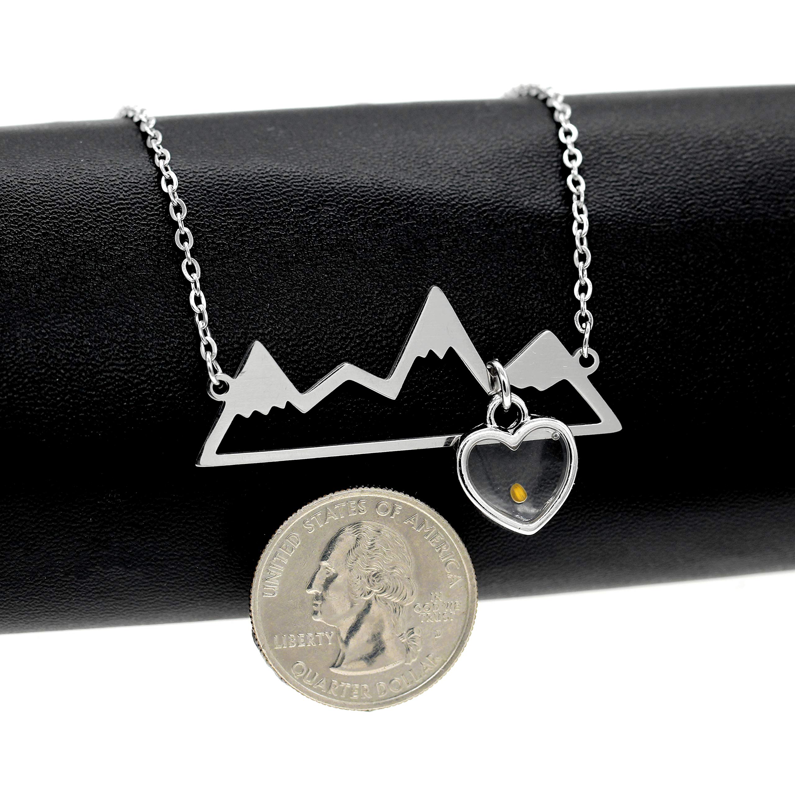 Uloveido Mustard Seed Pendant Necklace - Stainless Steel Mountain Range Jewelry for Women, Nature-Inspired Minimalist Necklace Y634 | Perfect for Outdoor Adventures, Hiking Gifts & Everyday Wear