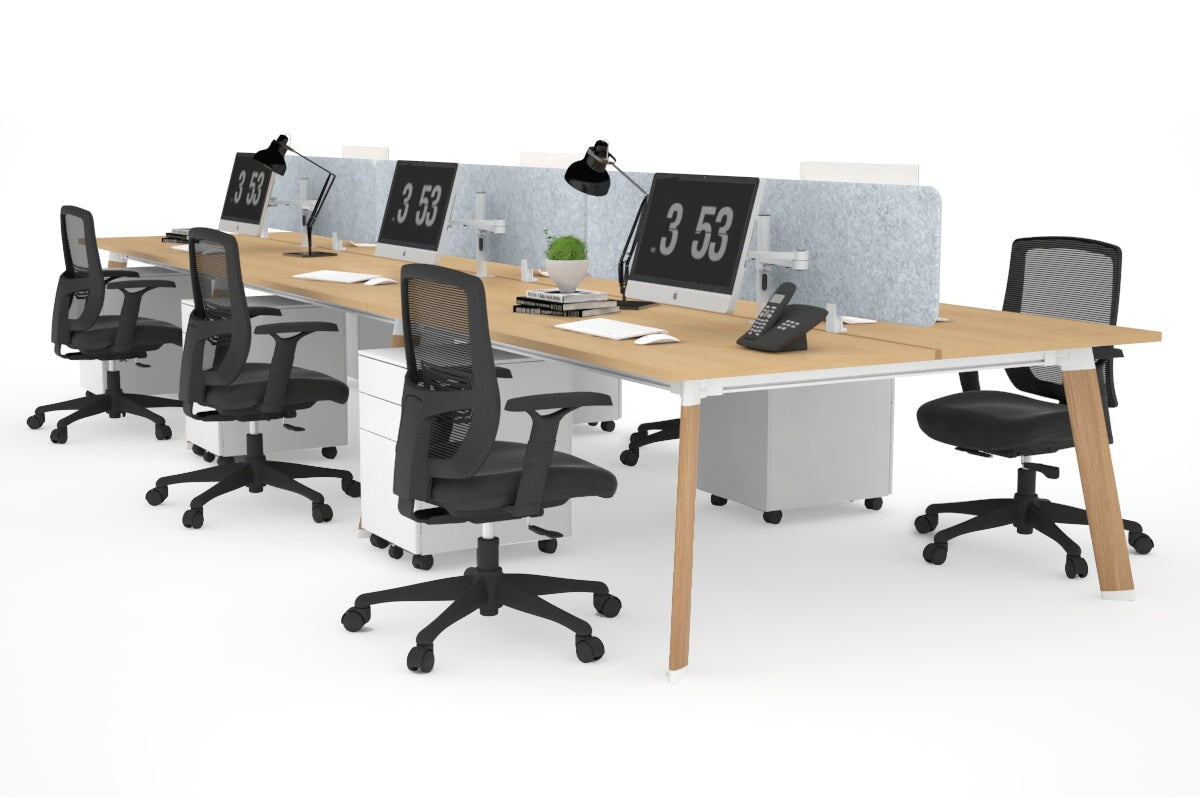 6-Person Wooden Workstation with Cable Management - 1600L x 800W Office Desk for Team Collaboration | Perfect for Open Office Spaces & Coworking Environments