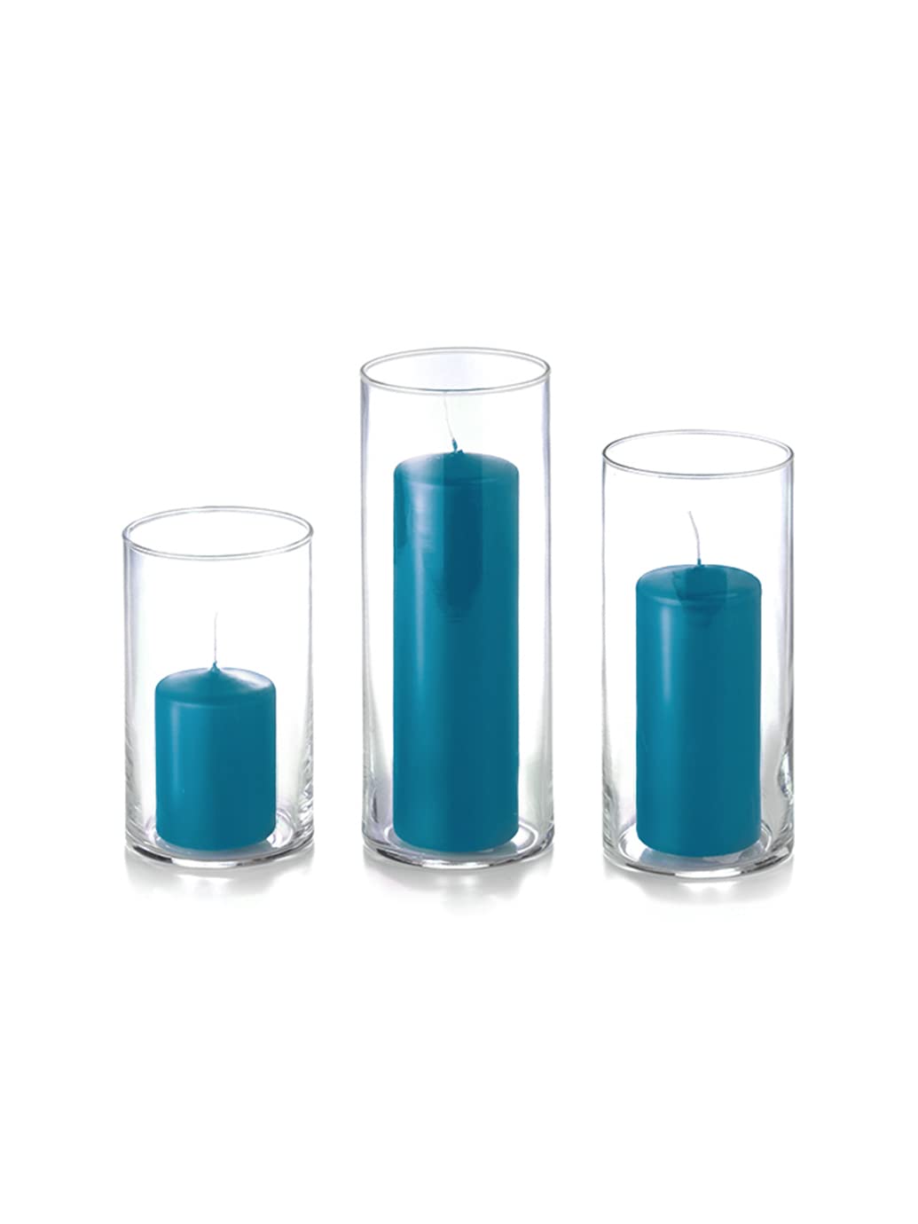 Yummi Set of 36 Slim Pillar and Cylinder Vases in Turquoise - Elegant Wedding Centerpieces, Table Decorations for Parties & Home Decor