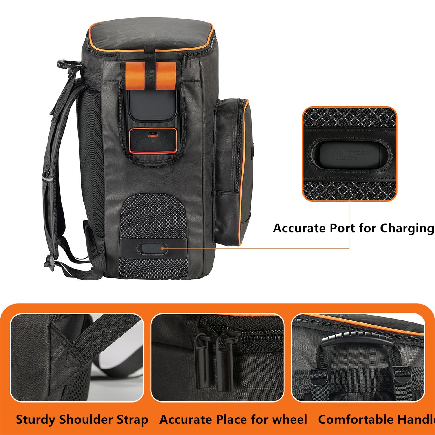 JBL PartyBox 110/120 Portable Speaker Carry Case - Durable Tote Bag & Backpack for Travel & Parties | Water-Resistant Protective Cover (Black) | Perfect for Outdoor Events, Beach Trips & DJ Gigs