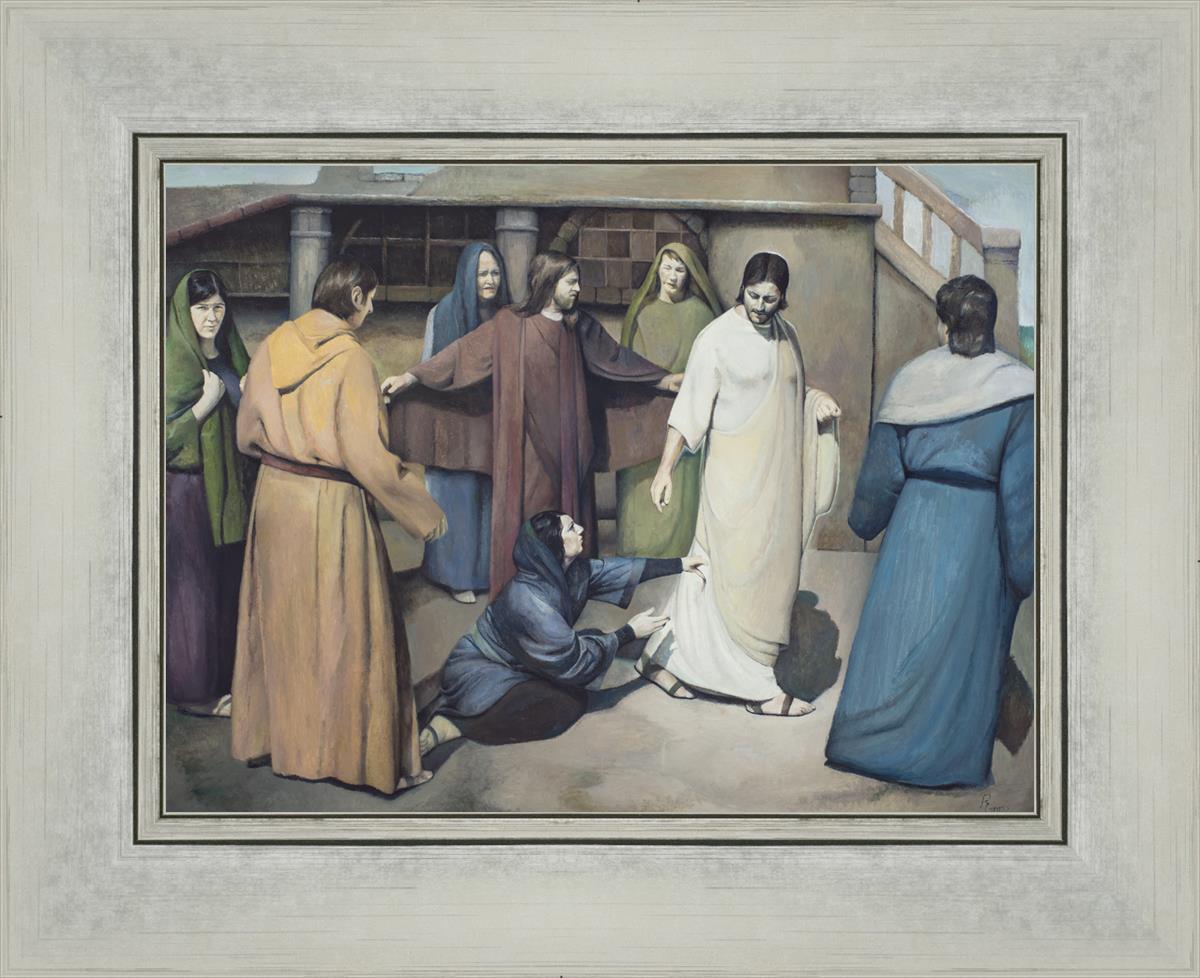 Jesus Healed the Woman Who Touched His Garment - Bible Story Scripture Christian Faith Wall Art for Home Church Decor