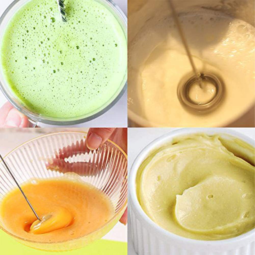 Premium Handheld Milk Frother - Electric Whisk for Coffee, Cappuccino, Hot Chocolate & Egg Beating - Mini Portable Blender & Kitchen Whisk Tool (Black) - Perfect for Home, Office & Travel Use