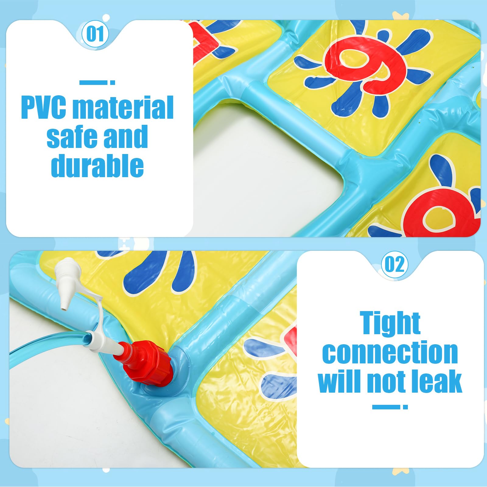 Hopscotch Splash Pad Mat - 68.5x23.5 Inch Water Play Mat for Outdoor Summer Fun