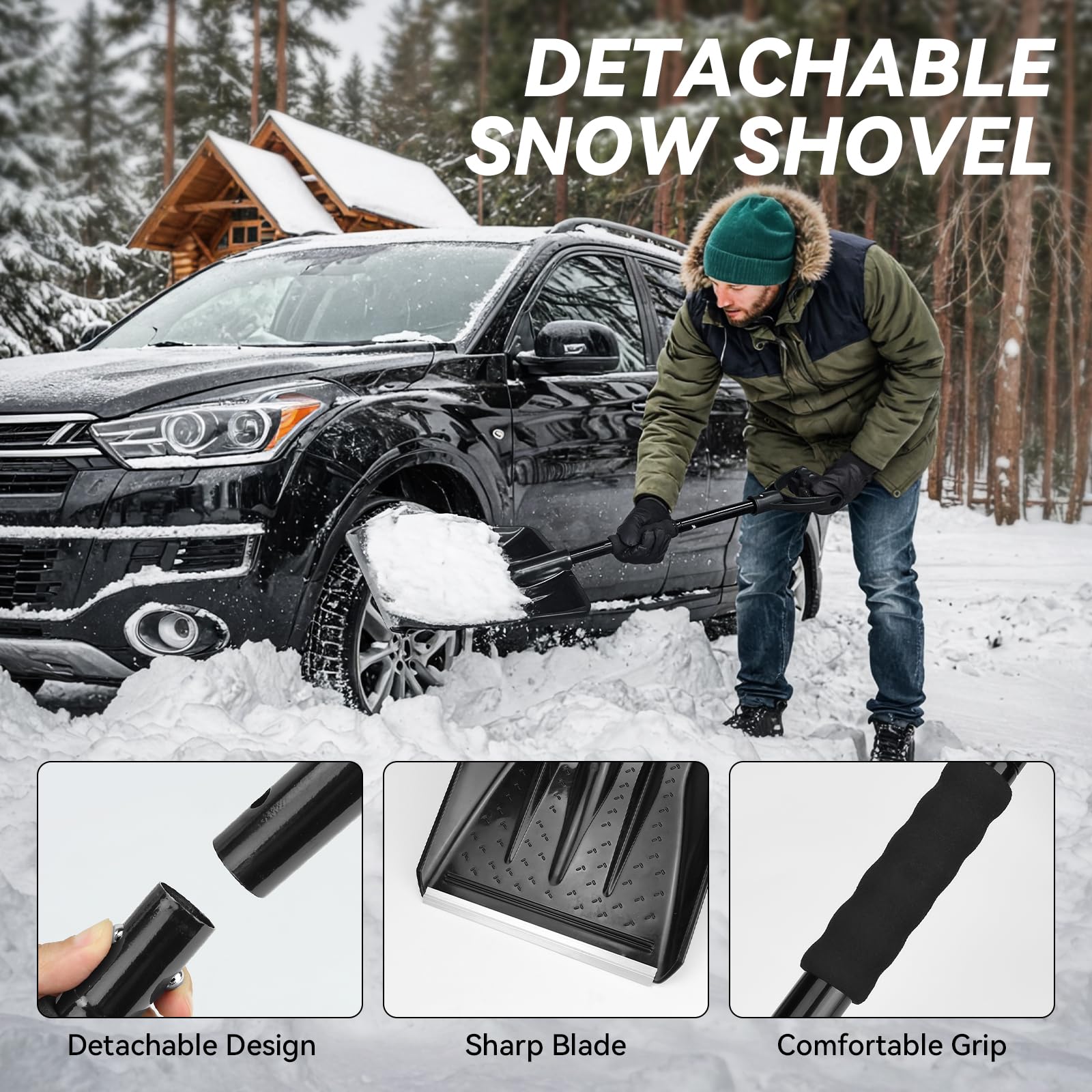 Portable Car Emergency Kit with Air Compressor - Winter Roadside Safety Assistance for Cars & Trucks | Essential for Road Trips, Winter Driving & Vehicle Emergencies