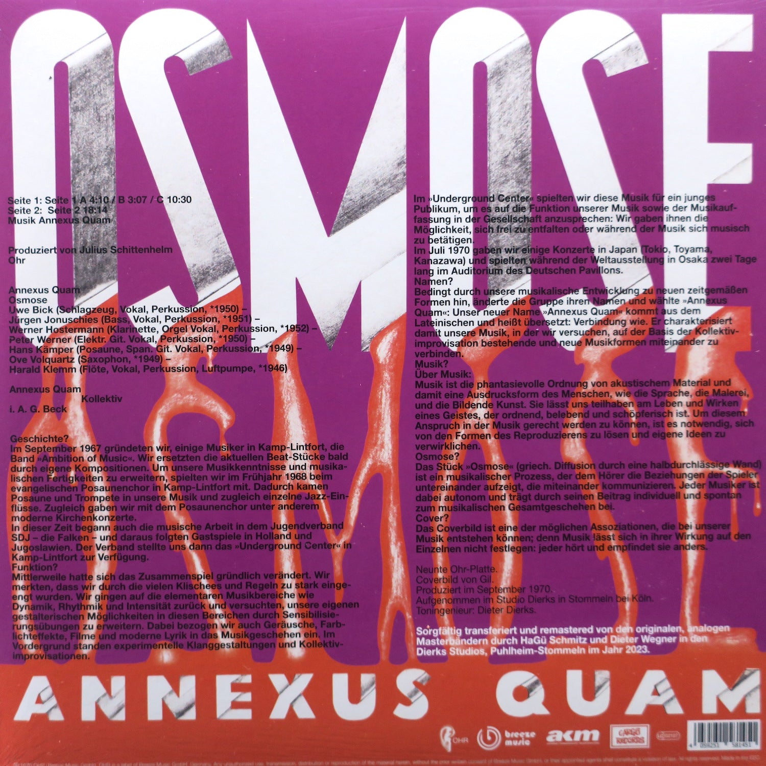 ANNEXUS QUAM 'Osmose' Vinyl LP Record - 1970 German Free Improvisation Jazz Rock Music - Perfect for Collectors & Audiophiles, Great for Relaxation & Music Exploration