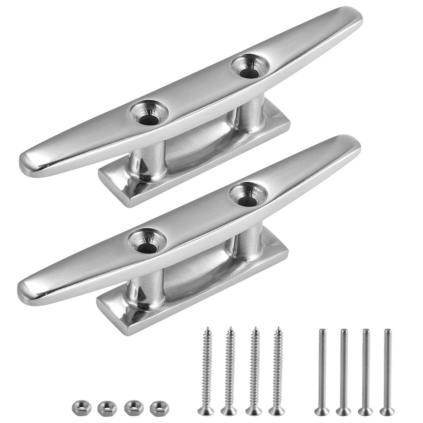 CHANGE MOORE 4 Inch 316 Stainless Steel Boat Cleat - Open Base Dock Cleat for Secure Mooring | Marine Grade Boat Accessories with Installation Kit | Perfect for Docks, Piers & Yacht Mooring