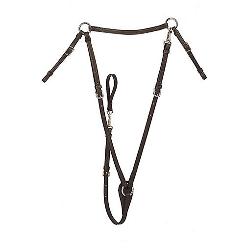 Classic Brown Leather Dog Harness Breastplate with Wither Snaps & Girth Loop - 5/8