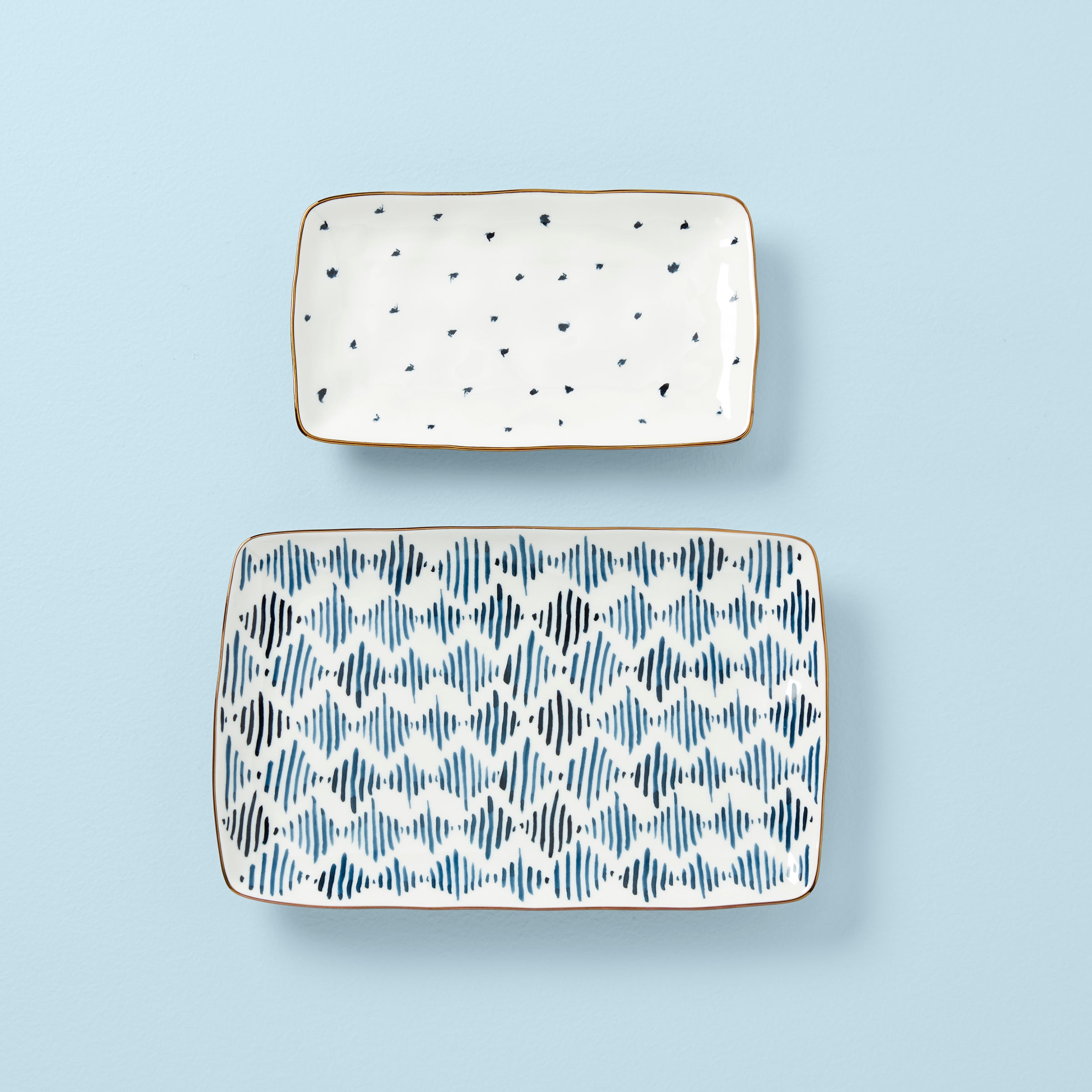 Blue Bay 2-Piece Nesting Platter Set - Elegant Serving Dishes for Parties, Entertaining & Home Decor | Durable Porcelain Appetizer & Dessert Trays
