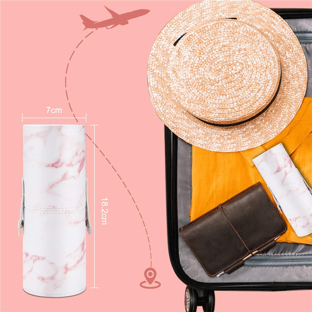 16PCS Pink Marble Makeup Brush Set - Foundation, Eyeshadow, Concealer & Blush Brushes with Holder | Professional Cosmetic Brush Kit for Makeup Artists & Beginners | Perfect for Daily Makeup, Salon Use & Travel