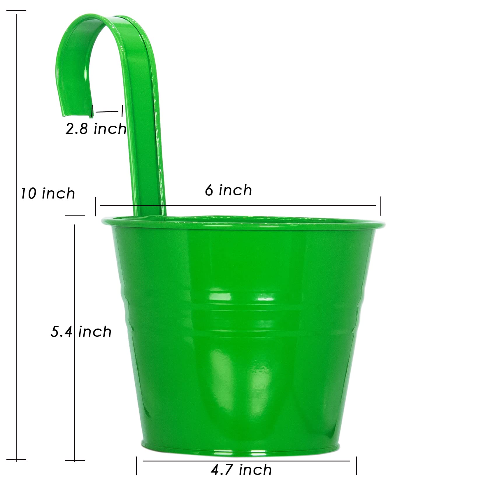 LOVOUS 12pcs 6-inch Hanging Planters - Metal Flower Pots for Balcony Railing, Garden Fence & Indoor Decor | Durable Iron Herb Planters with Hanging Buckets | Perfect for Home, Patio, and Outdoor Gardening