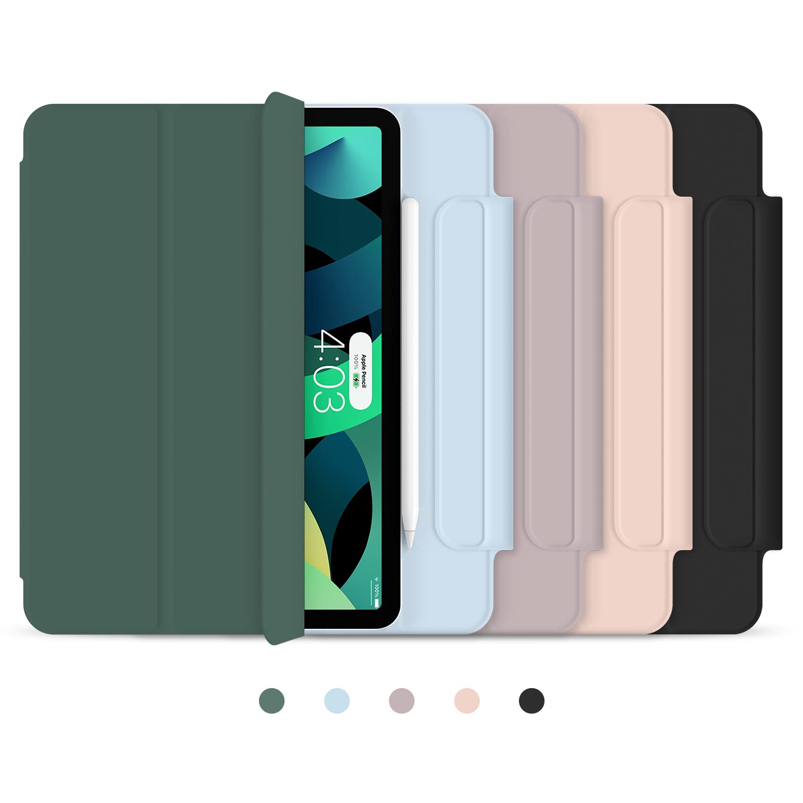 Magnetic Case for iPad Air 11 Inch M3/M2 2025/2024 - Smart Folio Cover for iPad Air 5th/4th Gen 10.9 Inch 2022/2020 - Trifold Stand with Auto Sleep/Wake - Apple Pencil Pro Compatible (Green) - Perfect for Work, Study & Travel Protection