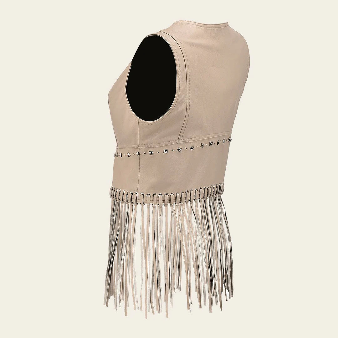 M320COC Cuadra Ivory Western Fashion Lambskin Leather Vest for Women - Stylish Cowgirl Outfit for Rodeo, Country Concerts & Casual Wear