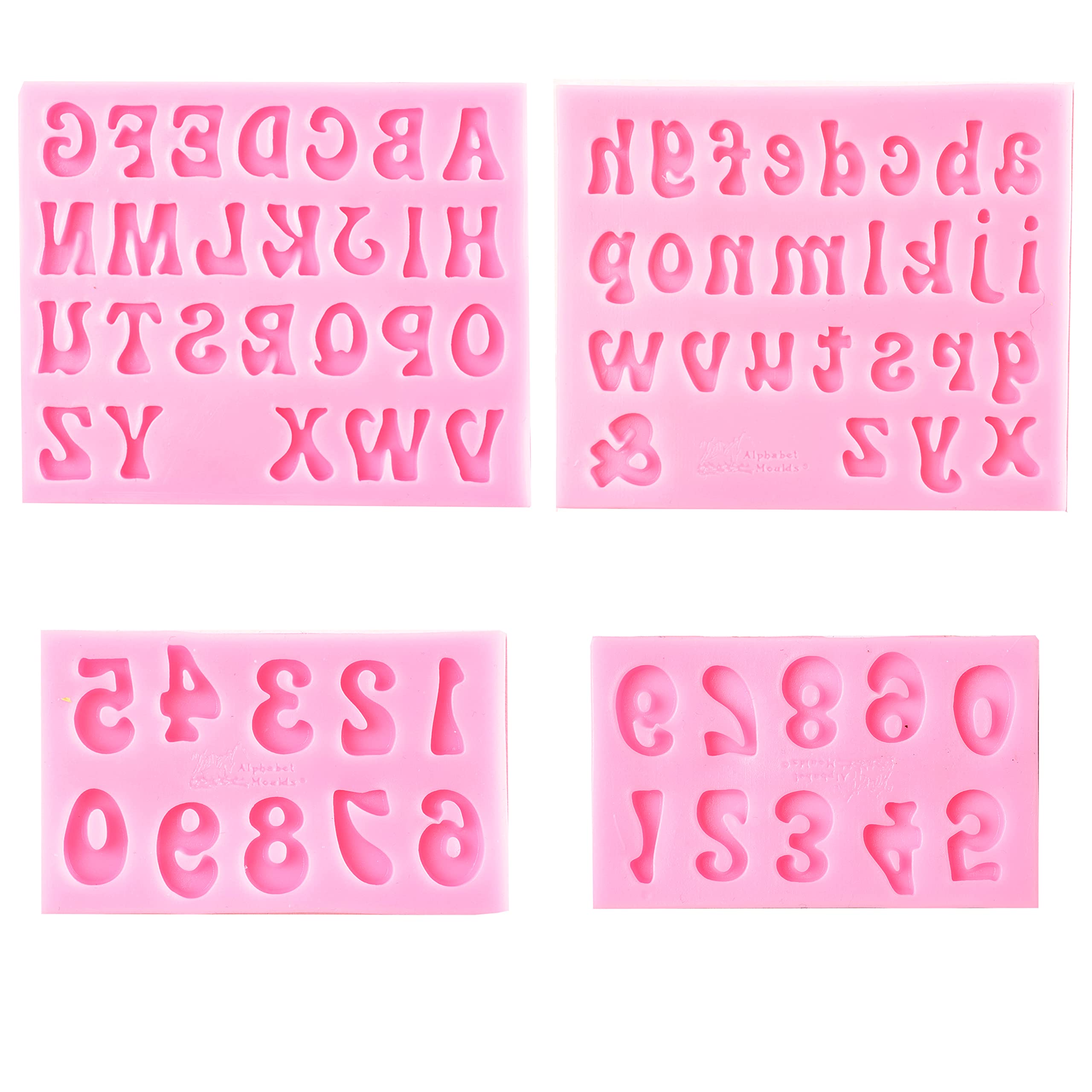 Silicone Alphabet and Number Molds (0-9 & A-Z) - 4-Pack Reusable Fondant, Chocolate, and Baking Molds for Cake Decorating, Cupcake Toppers, and DIY Dessert Crafts - Perfect for Birthday Parties, Wedding Cakes, and Holiday Treats