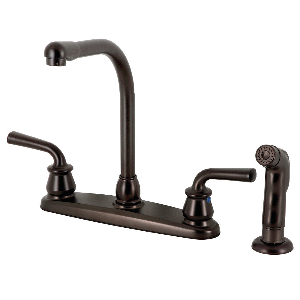 Kingston Brass KB711RXLSP 8-Inch Centerset Kitchen Faucet with Side Sprayer - Vintage Style Pull-Out Sprayer for Farmhouse Sink, Perfect for Remodeling and Modern Home Upgrades