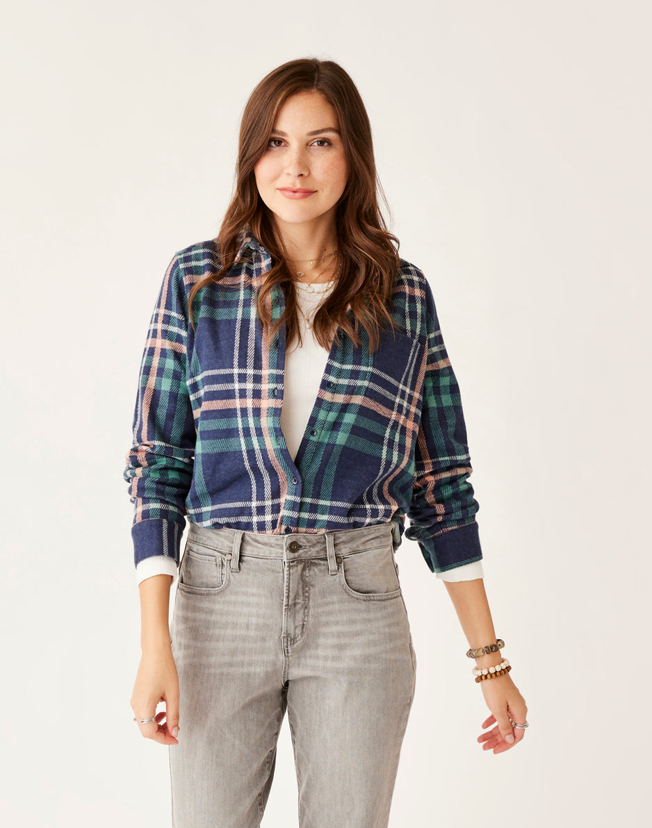 Fairbanks Supersoft Plaid Shirt for Men - Navy Blue Multi-Color Checkered Casual Button Down Shirt - Perfect for Office, Date Night & Weekend Outings