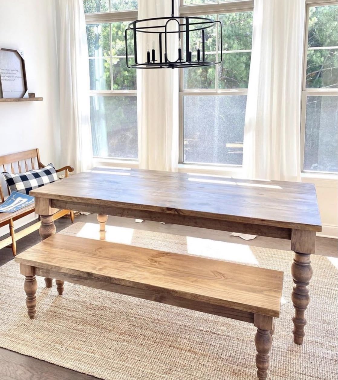 CAROLINA LEG CO. Modern Pine Dining Table and Bench Legs Set - Farmhouse Style - 4-Piece Unfinished Wooden Legs - Handcrafted in North Carolina - Perfect for DIY Dining Furniture Projects