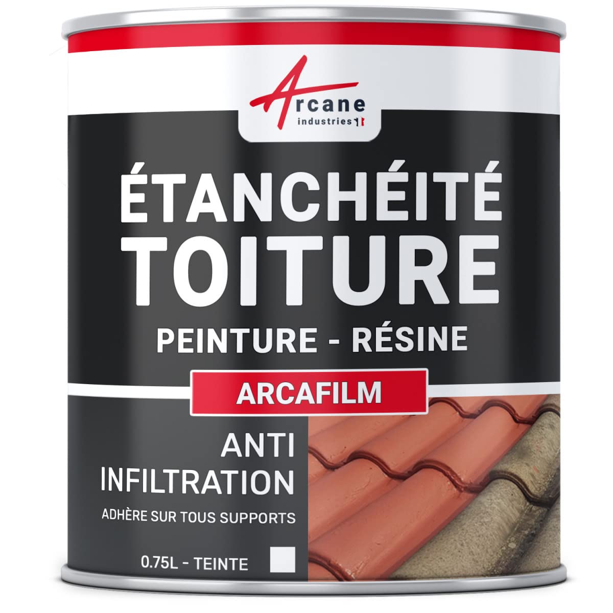 Waterproofing Resin - Roof Waterproof Paint - Special for Sloped Roofs: ARCAFILM - 0.75 L White - ARCANE INDUSTRIES | Ideal for Home Roof Repairs, Leak Protection & Weatherproofing