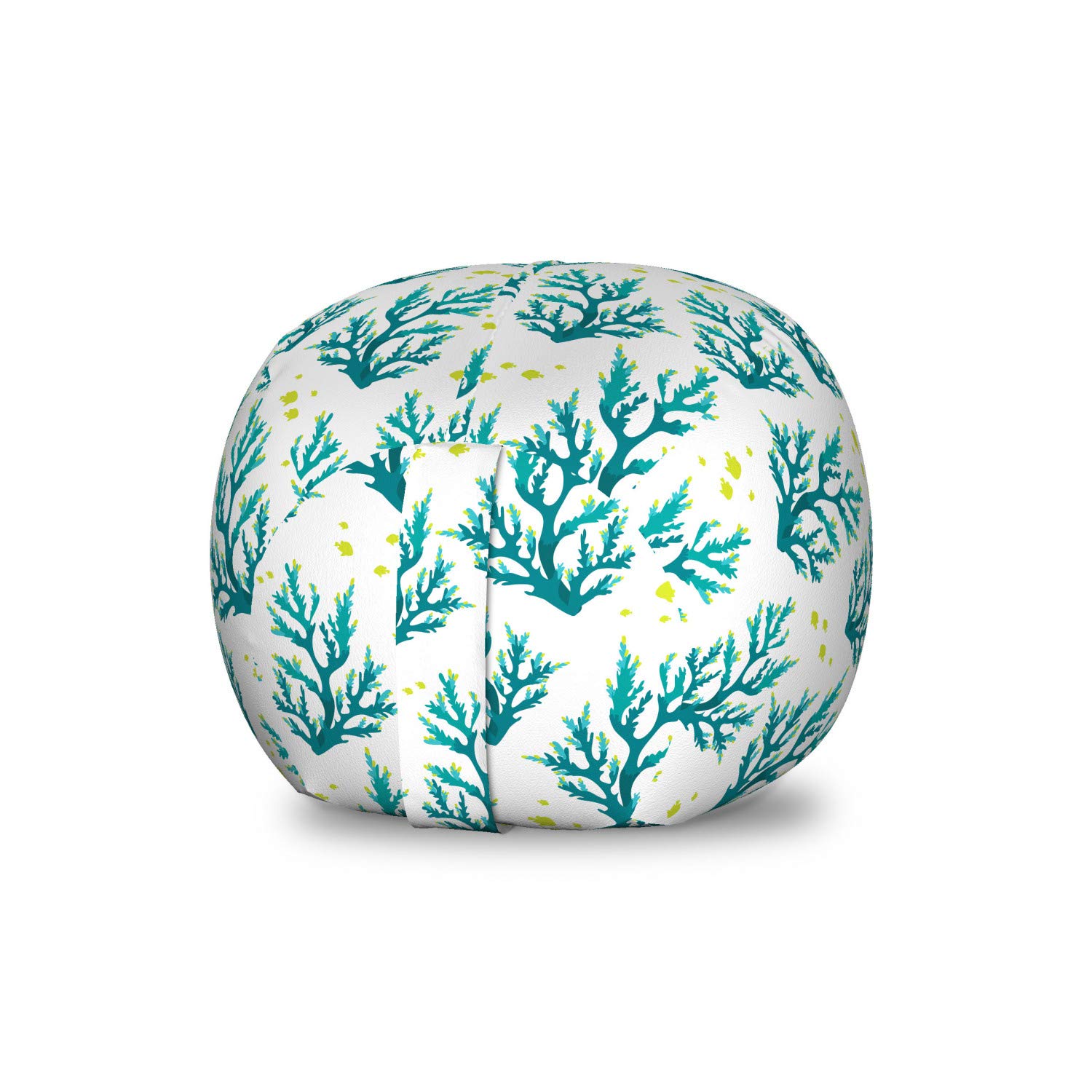 Ambesonne Nautical Storage Toy Bag Chair - Underwater Coral & Fish Design, Washable Stuffed Animal Organizer (Small, Sea Blue & Ivory) - Perfect for Kids' Room, Playroom & Beach Toy Storage