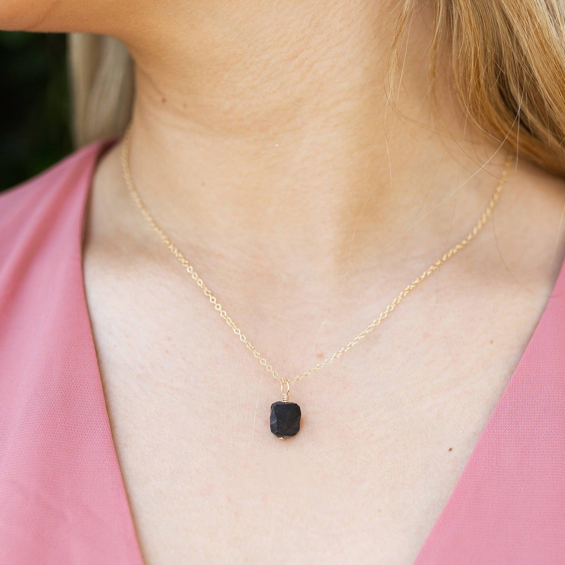Natural Raw Obsidian Pendant Necklace - Handmade Black Stone Jewelry for Women & Men - Perfect for Spiritual Protection, Meditation & Everyday Wear