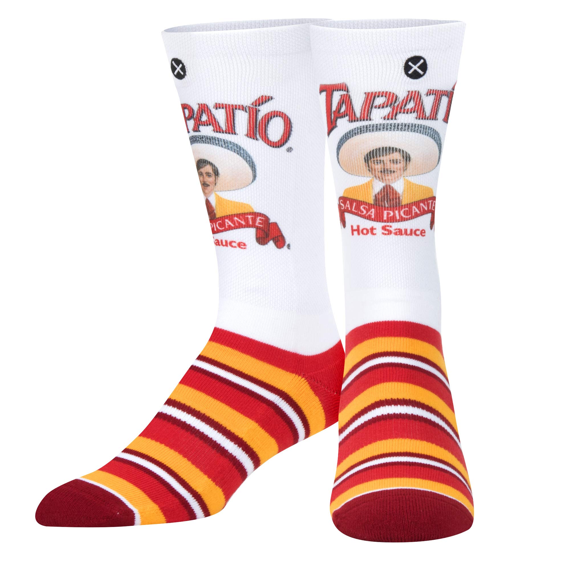 Odd Sox Tapatio Hot Sauce Novelty Crew Socks - Funny Cool Foodie Socks for Spicy Lovers, Gift for Hot Sauce Enthusiasts | Perfect for Cooking, Parties & Salsa Lovers