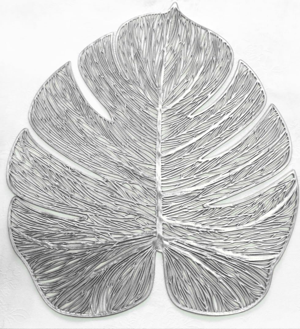 120-Piece Pressed Vinyl Metallic Placemats Set - Elegant Wedding & Event Table Decor in Garden Silver - Perfect for Dinner Parties, Bridal Showers & Holiday Gatherings